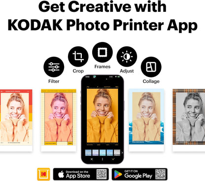 Mini 2 Retro 2X3 Portable Photo Printer, 38 Sheets, Bluetooth Smartphone Printer for Iphone & Android, Instant Color Prints, 4PASS Dye Sublimation, White