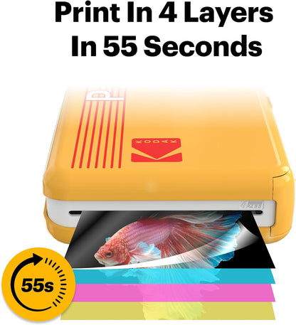 Mini 2 Retro 2X3 Portable Photo Printer, 38 Sheets, Bluetooth Smartphone Printer for Iphone & Android, Instant Color Prints, 4PASS Dye Sublimation, White