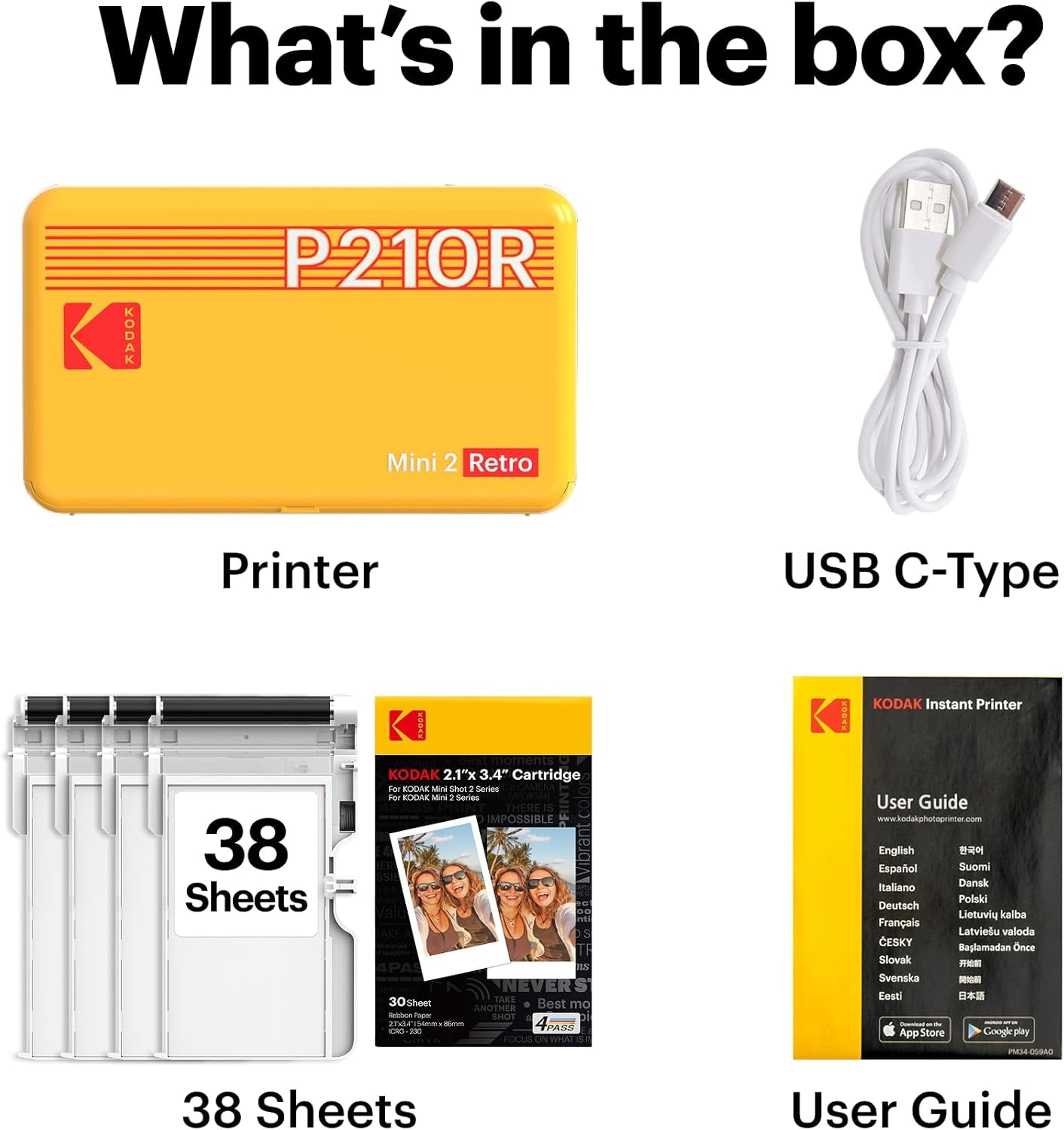 Mini 2 Retro 2X3 Portable Photo Printer, 38 Sheets, Bluetooth Smartphone Printer for Iphone & Android, Instant Color Prints, 4PASS Dye Sublimation, White